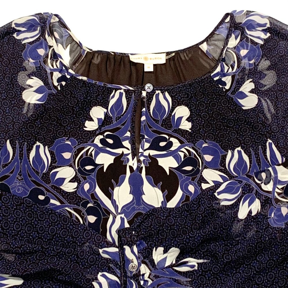 Tory Burch ‘Lisa' Print Silk Blouse Sz10 - Picture 4 of 12